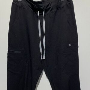 FIGS Men's Black Technical Medical Drawstring Cargo Stretch Scrub Pants Large